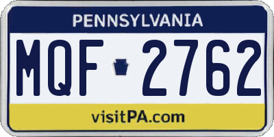 PA license plate MQF2762