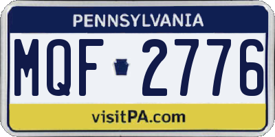 PA license plate MQF2776