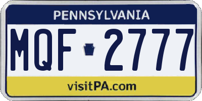 PA license plate MQF2777