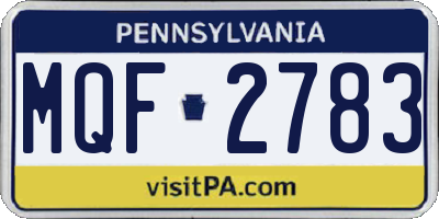 PA license plate MQF2783