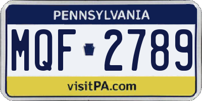 PA license plate MQF2789