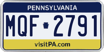 PA license plate MQF2791