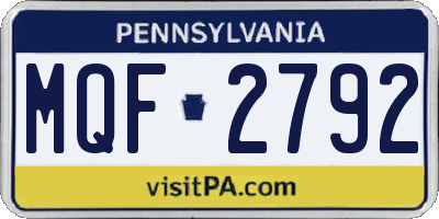PA license plate MQF2792