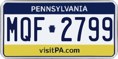 PA license plate MQF2799