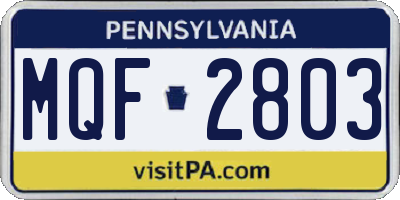 PA license plate MQF2803