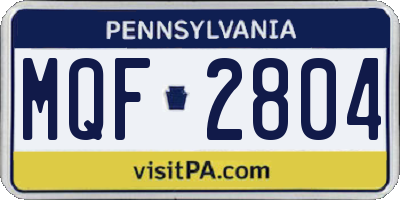 PA license plate MQF2804