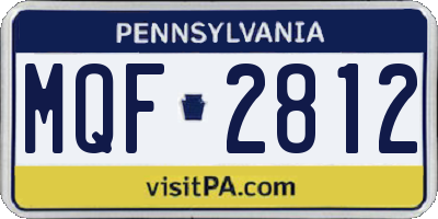 PA license plate MQF2812