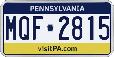 PA license plate MQF2815
