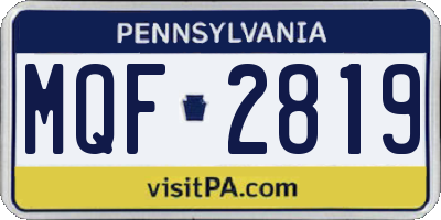 PA license plate MQF2819