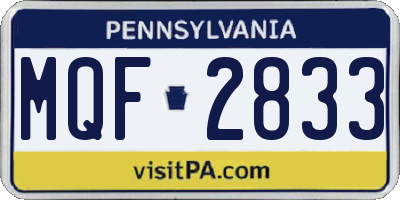 PA license plate MQF2833