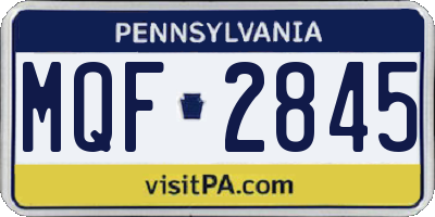 PA license plate MQF2845