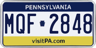 PA license plate MQF2848