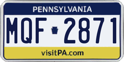 PA license plate MQF2871