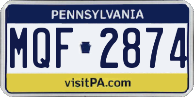 PA license plate MQF2874