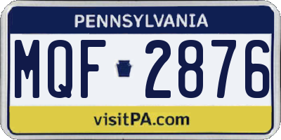 PA license plate MQF2876
