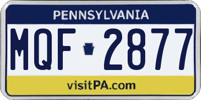 PA license plate MQF2877