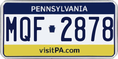 PA license plate MQF2878