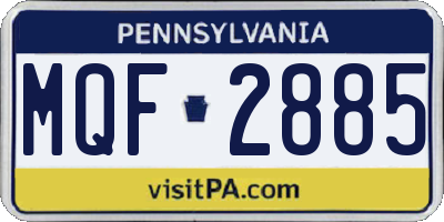 PA license plate MQF2885