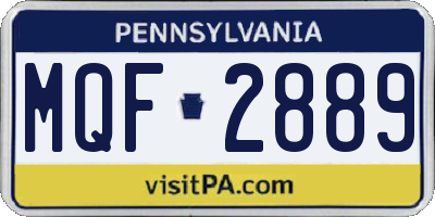 PA license plate MQF2889