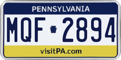 PA license plate MQF2894