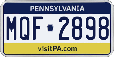 PA license plate MQF2898