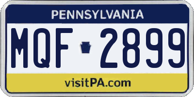 PA license plate MQF2899