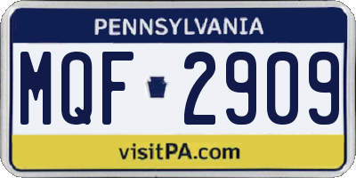PA license plate MQF2909