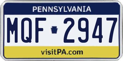 PA license plate MQF2947