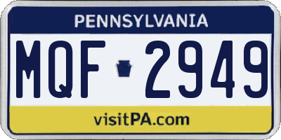 PA license plate MQF2949