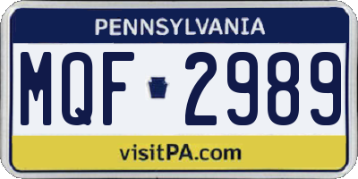 PA license plate MQF2989