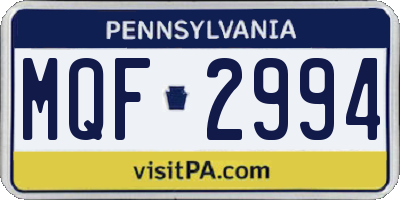 PA license plate MQF2994