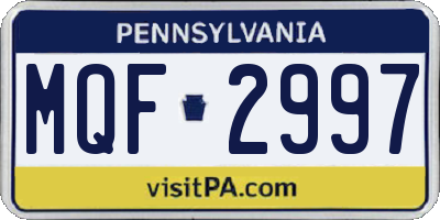 PA license plate MQF2997