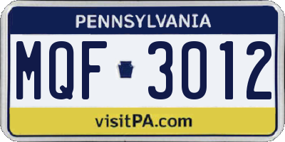 PA license plate MQF3012