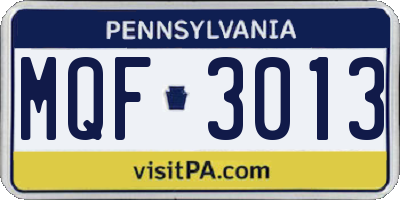 PA license plate MQF3013