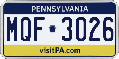 PA license plate MQF3026