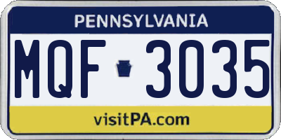 PA license plate MQF3035