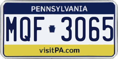 PA license plate MQF3065