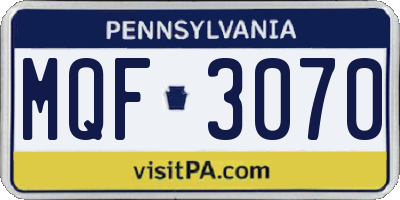 PA license plate MQF3070
