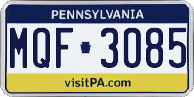 PA license plate MQF3085