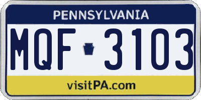 PA license plate MQF3103