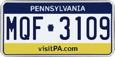 PA license plate MQF3109