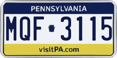 PA license plate MQF3115