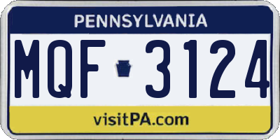 PA license plate MQF3124