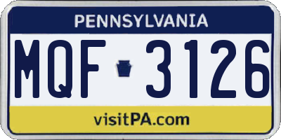 PA license plate MQF3126