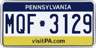 PA license plate MQF3129
