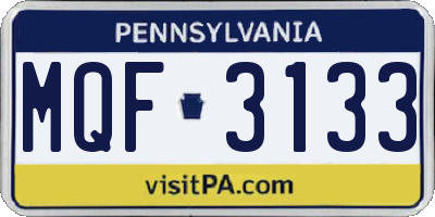 PA license plate MQF3133