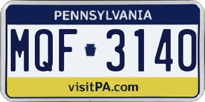 PA license plate MQF3140