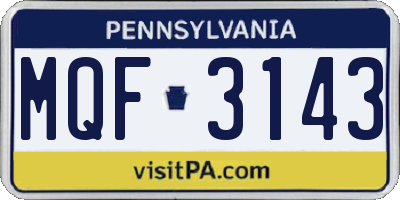 PA license plate MQF3143