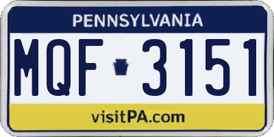 PA license plate MQF3151