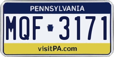 PA license plate MQF3171